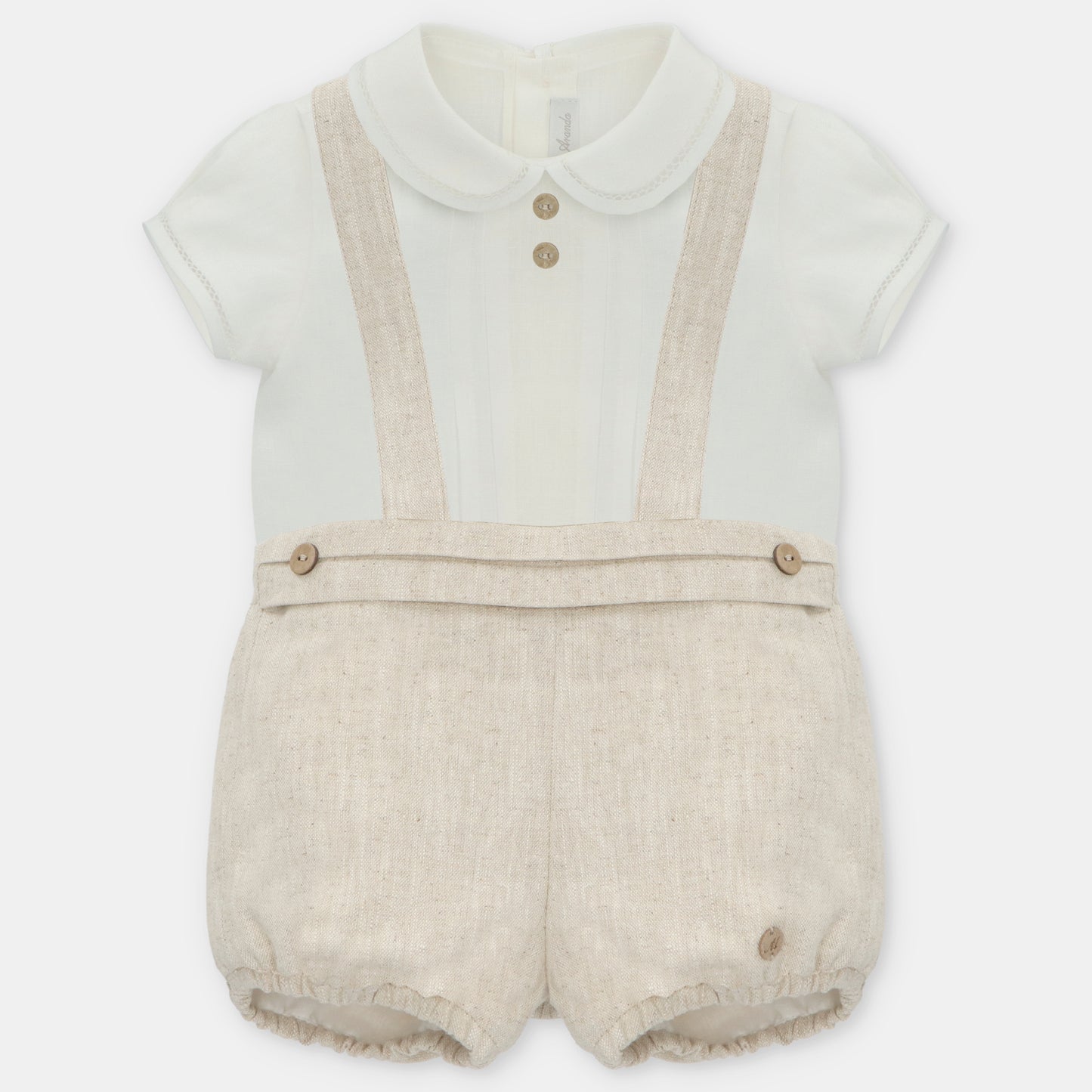 Salopette con camicia in lino