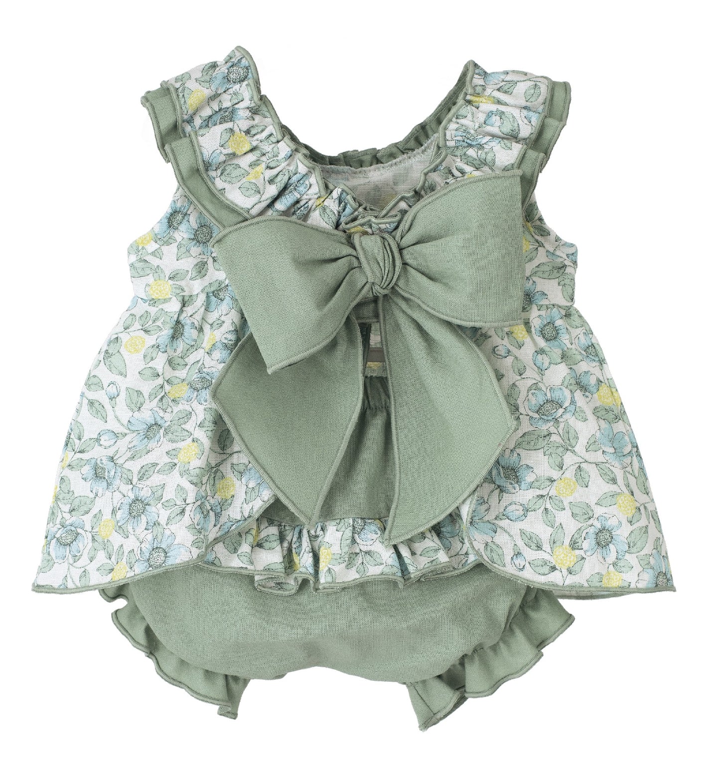 Completo con blusa e coulotte con fiocco