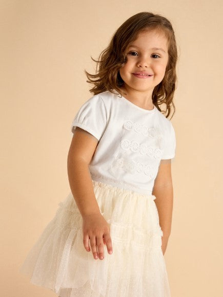 T-shirt con pizzo plumetis