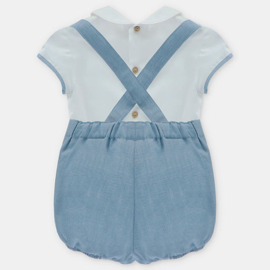 Salopette in lino con camicia