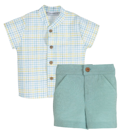 Completo camicia coreana e bermuda