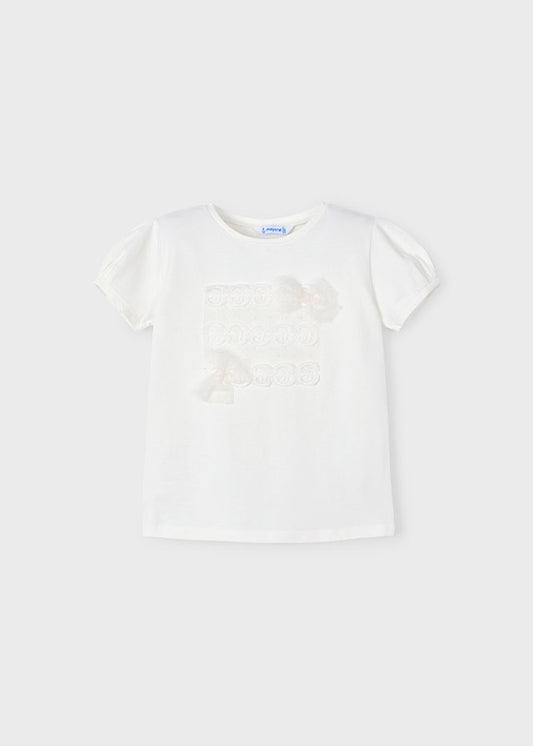 T-shirt con pizzo plumetis