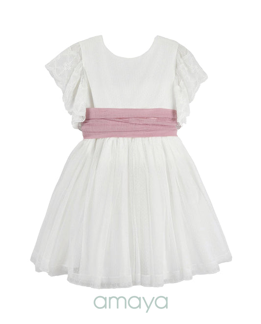Abito in pizzo plumetis con ricami